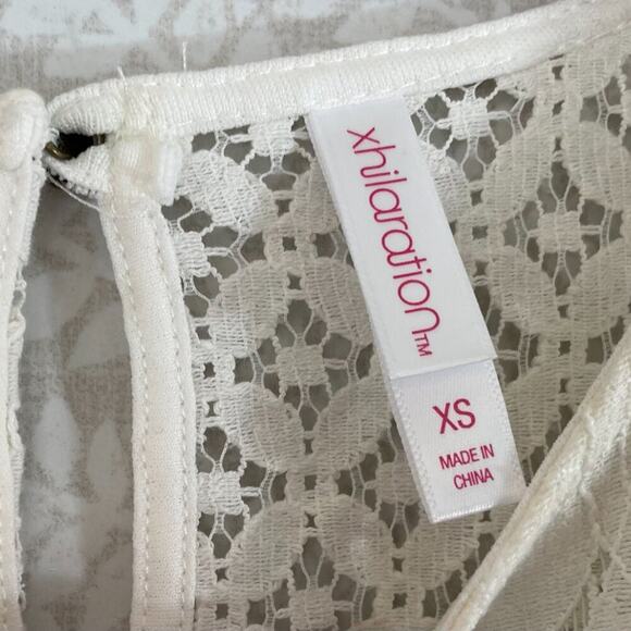 Xhilaration Ivory/Cream/Neutral Lace, Embroidered Sleeveless Mini Dress, XS - Picture 6 of 10